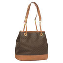 CELINE Macadam Canvas Shoulder Bag PVC Brown Gold Auth 127309-1