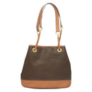 CELINE Macadam Canvas Shoulder Bag PVC Brown Gold Auth 127309-2