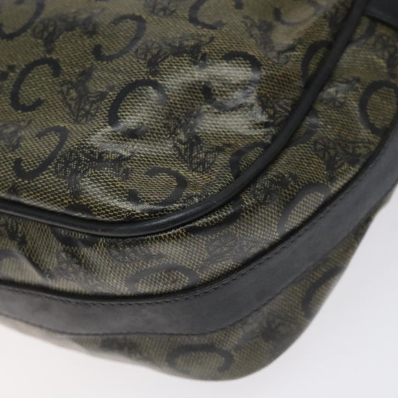 CELINE C Sulky Shoulder Bag PVC Navy Gold Auth 127311