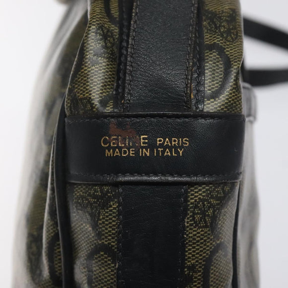 CELINE C Sulky Shoulder Bag PVC Navy Gold Auth 127311