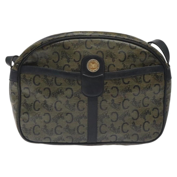 CELINE C Sulky Shoulder Bag PVC Navy Gold Auth 127311