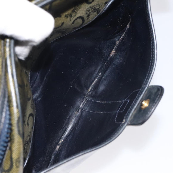 CELINE C Sulky Shoulder Bag PVC Navy Gold Auth 127311