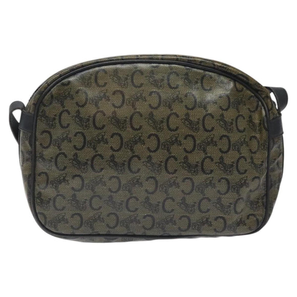 CELINE C Sulky Shoulder Bag PVC Navy Gold Auth 127311