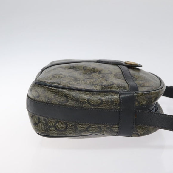 CELINE C Sulky Shoulder Bag PVC Navy Gold Auth 127311