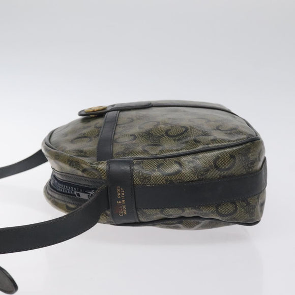 CELINE C Sulky Shoulder Bag PVC Navy Gold Auth 127311