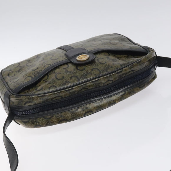 CELINE C Sulky Shoulder Bag PVC Navy Gold Auth 127311