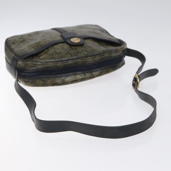 CELINE C Sulky Shoulder Bag PVC Navy Gold Auth 127311