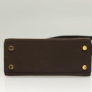 Salvatore Ferragamo Gancini Hand Bag Nylon 2way Brown Gold Auth 127313-11