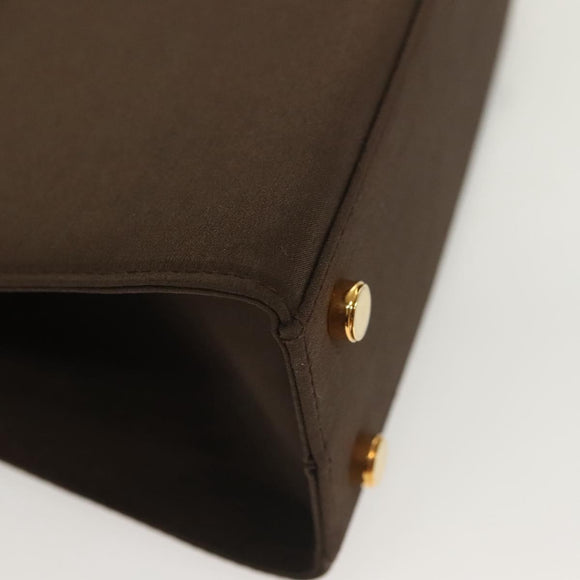 Salvatore Ferragamo Gancini Hand Bag Nylon 2way Brown Gold Auth 127313