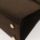 Salvatore Ferragamo Gancini Hand Bag Nylon 2way Brown Gold Auth 127313-13