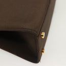 Salvatore Ferragamo Gancini Hand Bag Nylon 2way Brown Gold Auth 127313-14