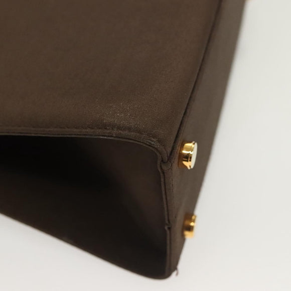 Salvatore Ferragamo Gancini Hand Bag Nylon 2way Brown Gold Auth 127313