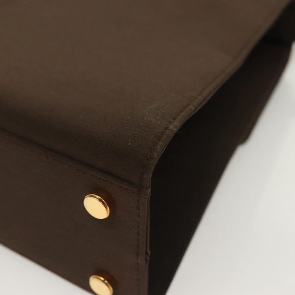 Salvatore Ferragamo Gancini Hand Bag Nylon 2way Brown Gold Auth 127313