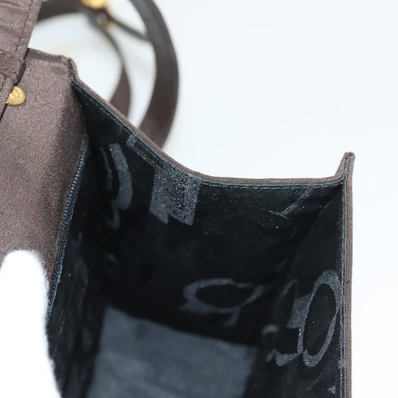 Salvatore Ferragamo Gancini Hand Bag Nylon 2way Brown Gold Auth 127313