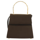 Salvatore Ferragamo Gancini Hand Bag Nylon 2way Brown Gold Auth 127313-2