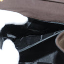 Salvatore Ferragamo Gancini Hand Bag Nylon 2way Brown Gold Auth 127313-22