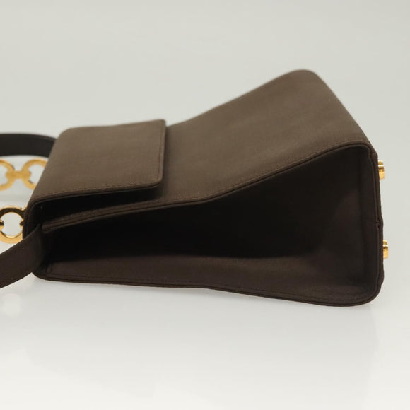 Salvatore Ferragamo Gancini Hand Bag Nylon 2way Brown Gold Auth 127313