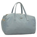 PRADA Boston Bag Nylon Light Blue Silver Auth 127318-1