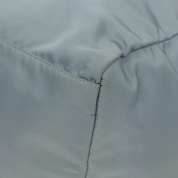 PRADA Boston Bag Nylon Light Blue Silver Auth 127318