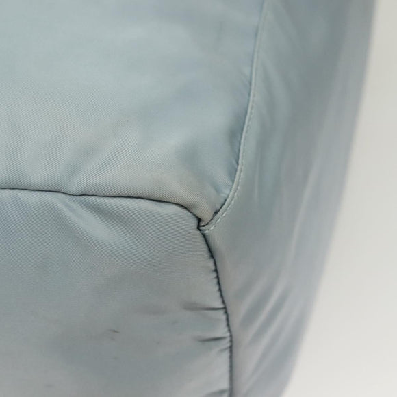 PRADA Boston Bag Nylon Light Blue Silver Auth 127318