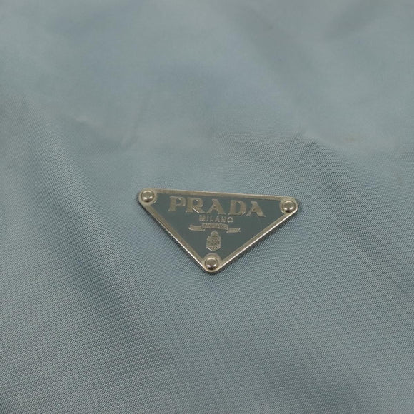 PRADA Boston Bag Nylon Light Blue Silver Auth 127318
