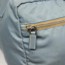 PRADA Boston Bag Nylon Light Blue Silver Auth 127318-19