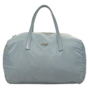 PRADA Boston Bag Nylon Light Blue Silver Auth 127318-13
