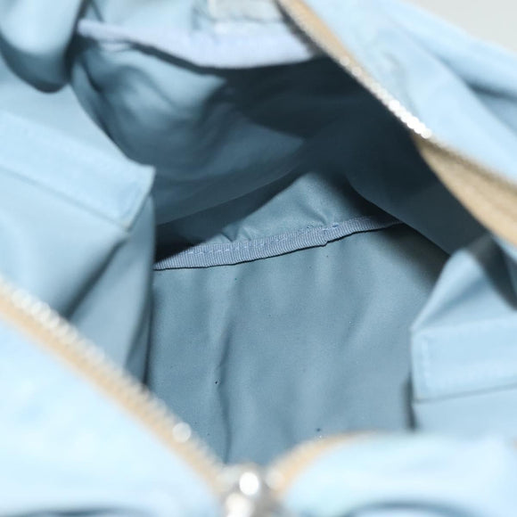 PRADA Boston Bag Nylon Light Blue Silver Auth 127318