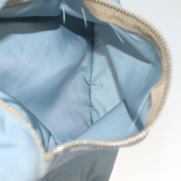 PRADA Boston Bag Nylon Light Blue Silver Auth 127318