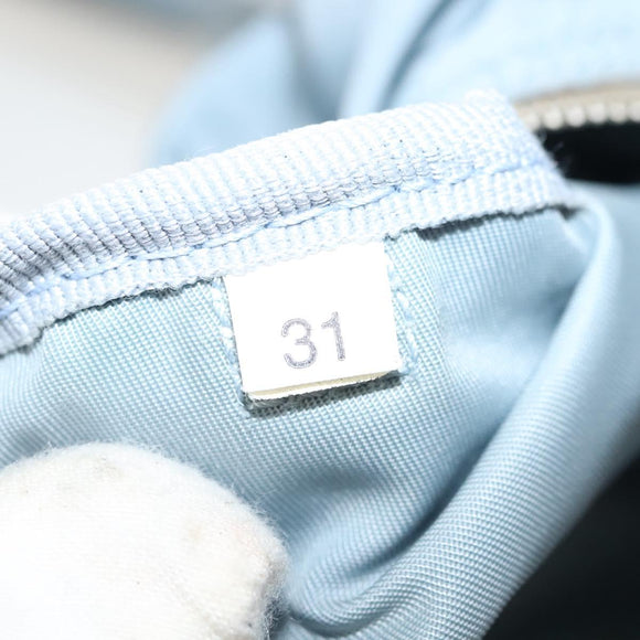 PRADA Boston Bag Nylon Light Blue Silver Auth 127318