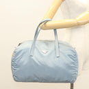 PRADA Boston Bag Nylon Light Blue Silver Auth 127318-24
