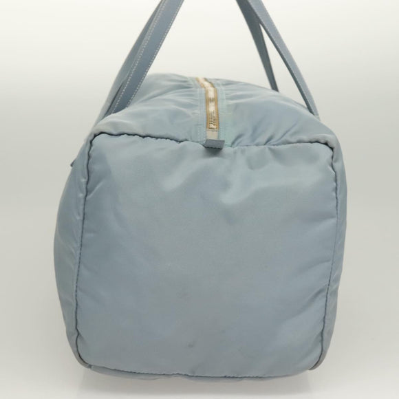 PRADA Boston Bag Nylon Light Blue Silver Auth 127318