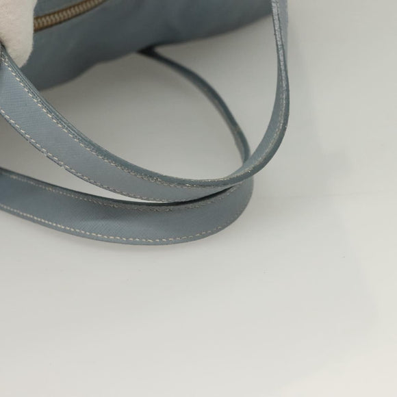 PRADA Boston Bag Nylon Light Blue Silver Auth 127318