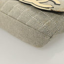 CHANEL Choco Bar Chain Camelia Shoulder Bag Canvas Gray Silver CC Auth 127321-11