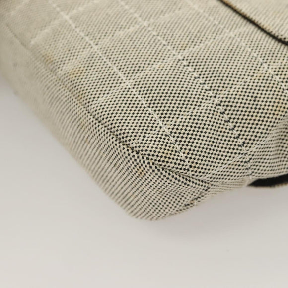 CHANEL Choco Bar Chain Camelia Shoulder Bag Canvas Gray Silver CC Auth 127321