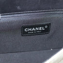 CHANEL Choco Bar Chain Camelia Shoulder Bag Canvas Gray Silver CC Auth 127321-17