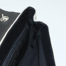 CHANEL Choco Bar Chain Camelia Shoulder Bag Canvas Gray Silver CC Auth 127321-19