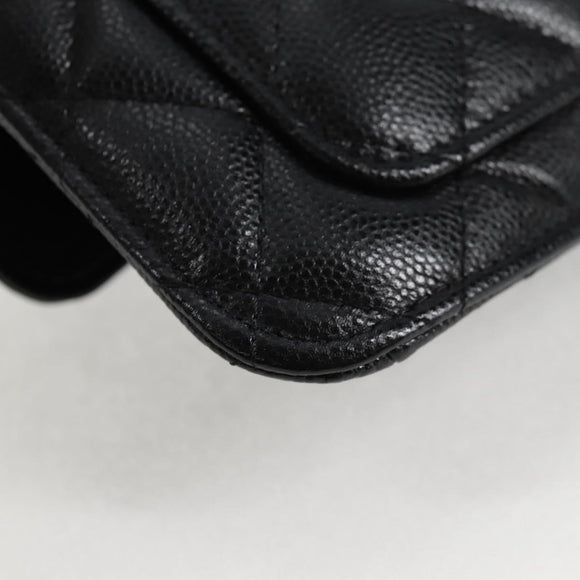 CHANEL Matelasse Chain Shoulder Bag Caviar Skin Black CC Auth 127322M