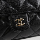 CHANEL Matelasse Chain Shoulder Bag Caviar Skin Black CC Auth 127322SAM-18