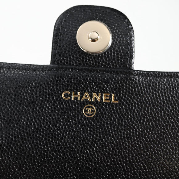 CHANEL Matelasse Chain Shoulder Bag Caviar Skin Black CC Auth 127322SAM