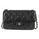 CHANEL Matelasse Chain Shoulder Bag Caviar Skin Black CC Auth 127322M-13