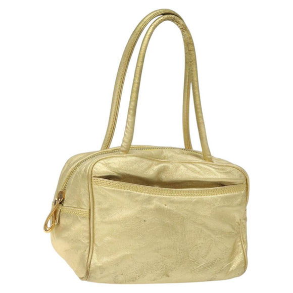 LOEWE Hand Bag Leather Gold Tone Auth 127344