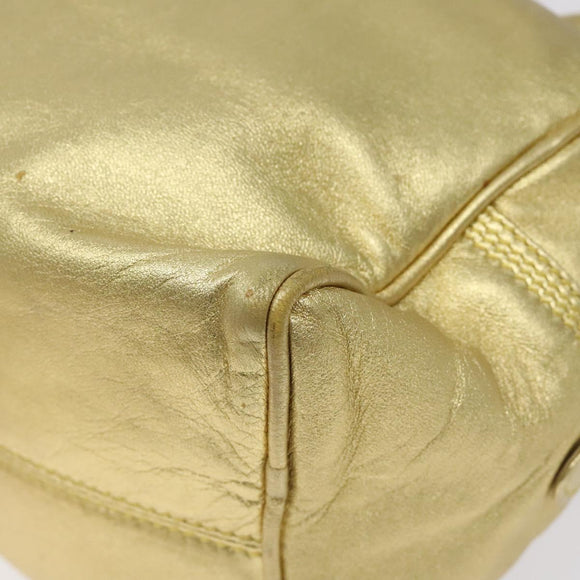 LOEWE Hand Bag Leather Gold Tone Auth 127344