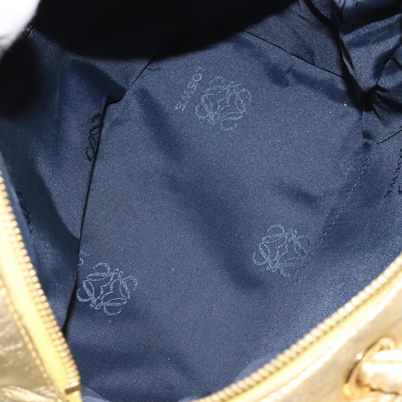 LOEWE Hand Bag Leather Gold Tone Auth 127344