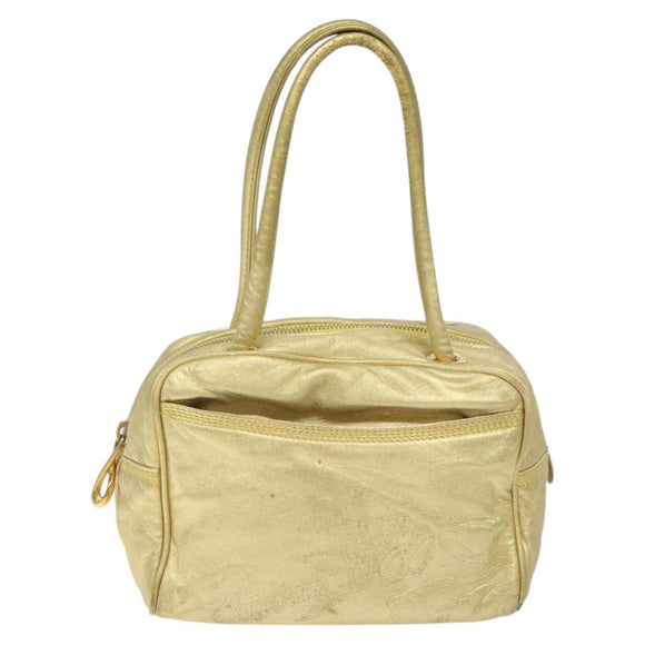 LOEWE Hand Bag Leather Gold Tone Auth 127344
