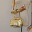 LOEWE Hand Bag Leather Gold Tone Auth 127344-21
