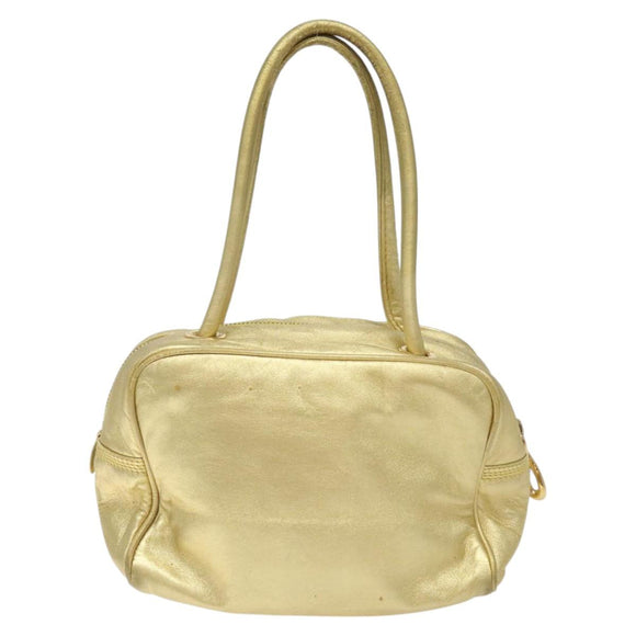 LOEWE Hand Bag Leather Gold Tone Auth 127344