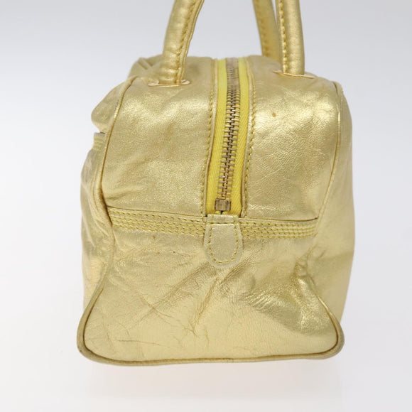 LOEWE Hand Bag Leather Gold Tone Auth 127344