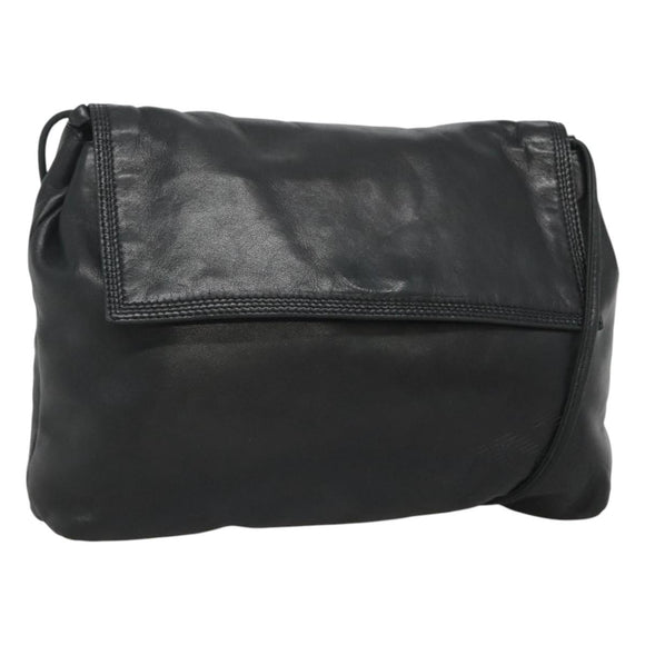 LOEWE Shoulder Bag Leather Black Gold Auth 127349