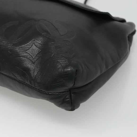 LOEWE Shoulder Bag Leather Black Gold Auth 127349